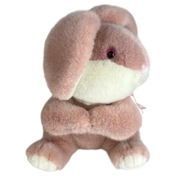 1985 Connie Cottontail Plush Bunny Rabbit 12” Pink Stuffed Animal Polka Dot Bow - Picture 5 of 10